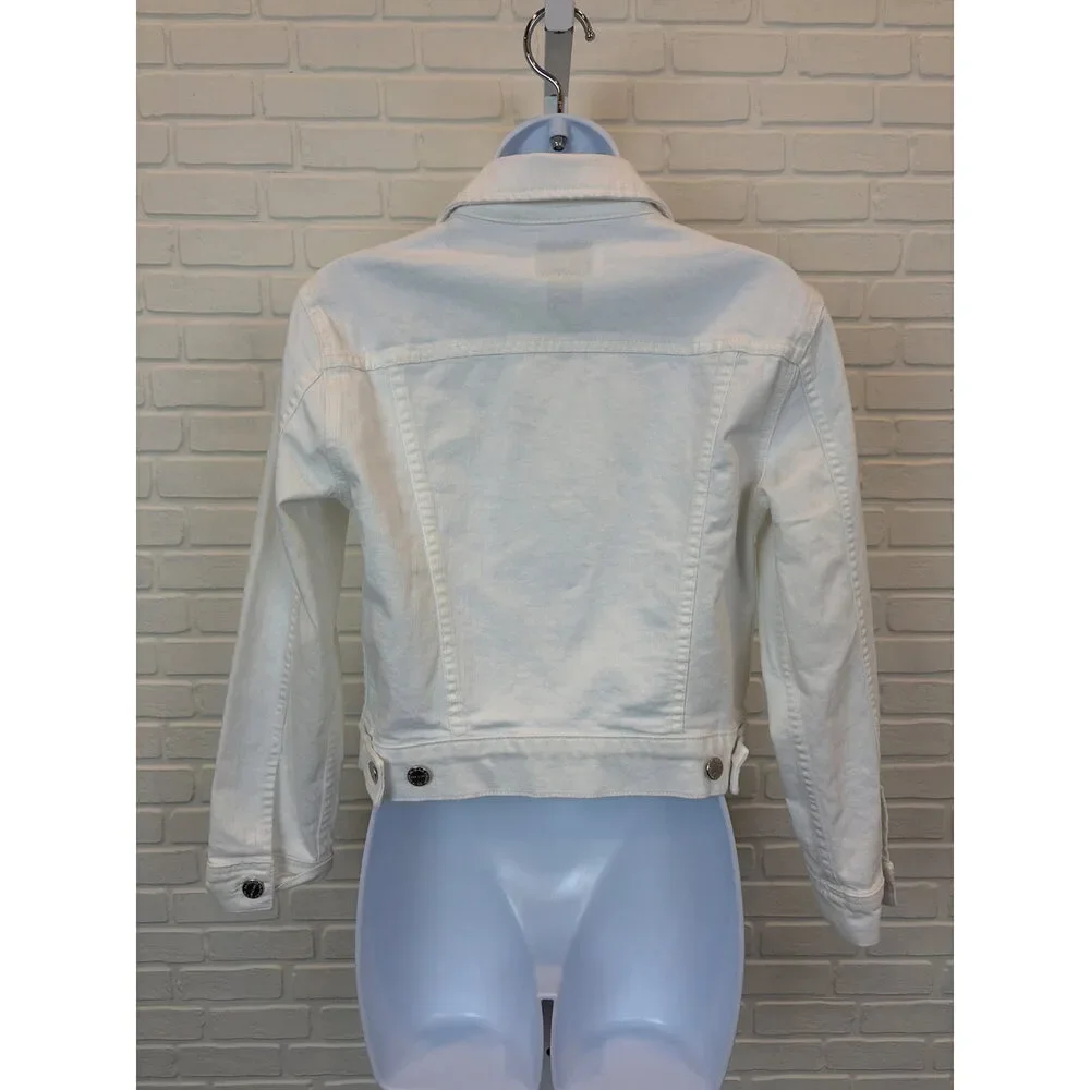 Current/Elliott The Baby Trucker Jacket White Denim Cropped Size 2